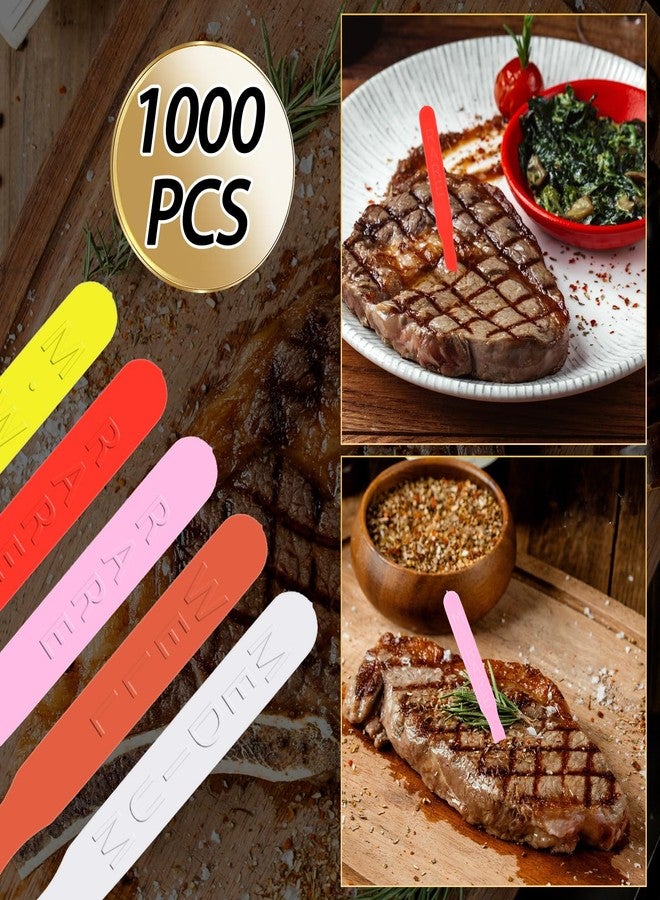 AojSup 1000 Pcs Steak Markers - Colorful Plastic Meat Doneness Picks, Steak Temperature Sticks - Rare, Medium Rare, Medium Well, Well for Catering, Barbecues, Parties, Picnic - Image 3